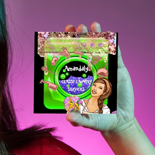 Wasreinigingsservices QRCode Green Vierkante Visitekaartje