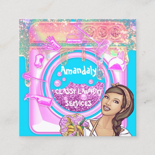 Wasreinigingsservices QRCode-Logo Vierkante Visitekaartje (Voorkant)