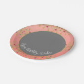  wasroze en donkergrijze ronde papieren bordje (Gekanteld)