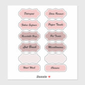 Wasruimte Home Organisatie Roze Labels (Vel)