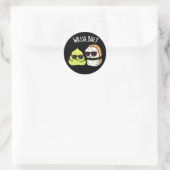 Wassa Bae Funny Food Wasabi Pun Dark BG Ronde Sticker (Tas)