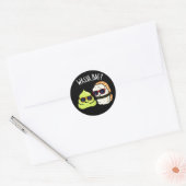 Wassa Bae Funny Food Wasabi Pun Dark BG Ronde Sticker (Envelop)