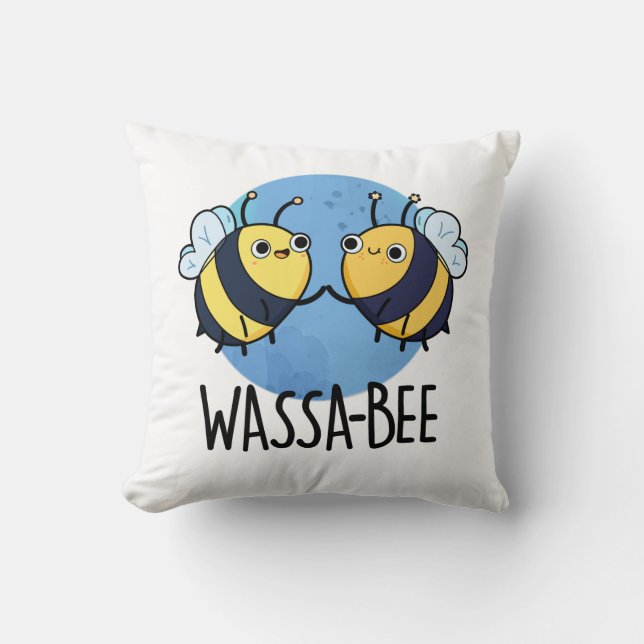 Wassabee Funny Wasabi Bee Pun Kussen (Voorkant)