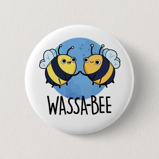 Wassabee Funny Wasabi Bee Pun Ronde Button 5,7 Cm (Voorkant)