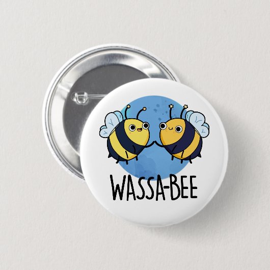 Wassabee Funny Wasabi Bee Pun Ronde Button 5,7 Cm (Voorkant /achterkant)