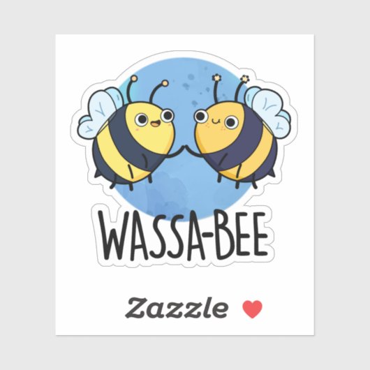 Wassabee Funny Wasabi Bee Pun Sticker (Vel)