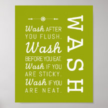 Wassen | Bathroom Rules Poster Art Print 8x10