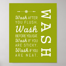 Wassen | Bathroom Rules Poster Art Print 8x10