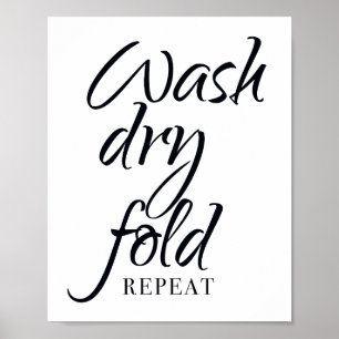 Wassen Drogen Opvouwen Herhaal Badkamer Bord Poster