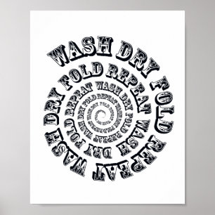 Wassen Drogen Opvouwen Herhaal Badkamer Bord Poster