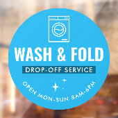 Wassen en Vouwen Service Wasmachine Droogreiniging Raamsticker (Vel 2)