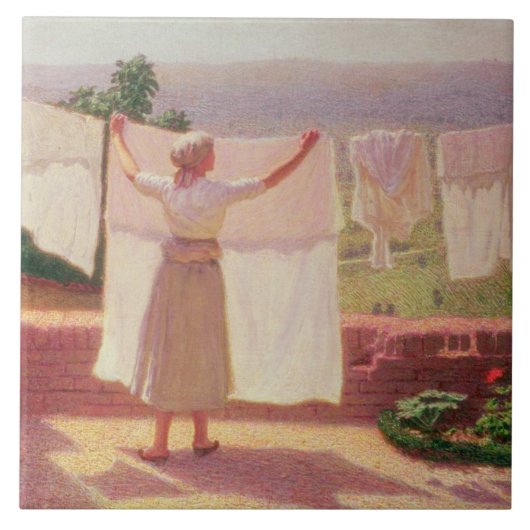 Wassen in de zon tegeltje (Voorkant)