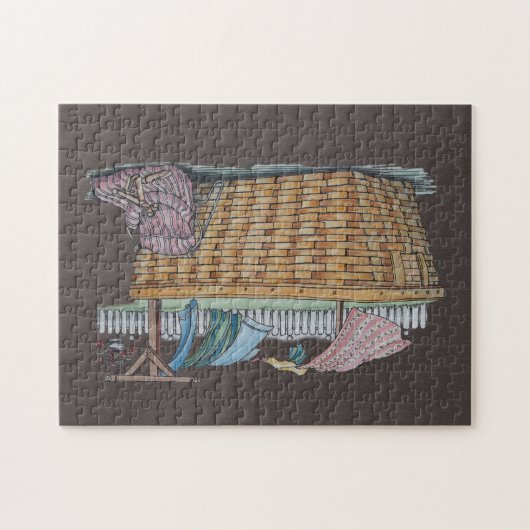 Wassen op wasgoed legpuzzel (Horizontaal)