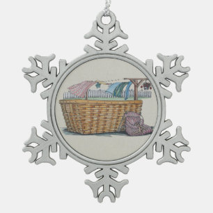 Wassen op wasgoed tin sneeuwvlok ornament
