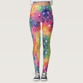 Wassen van roze Oranje geel groen sterrenstelsel Leggings