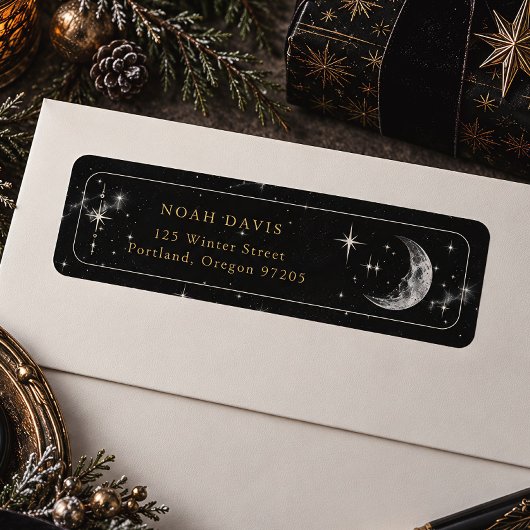 Wassende Maan Hemelse Kerstmis Etiket