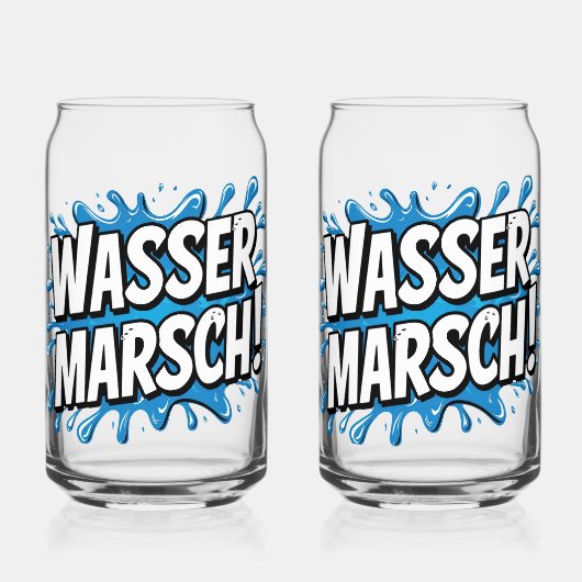 "Wasser marsch!" Feuerwehr-Humor Blikvorm Glas (Voorkant)