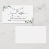 Wasserij Blue Greenery Baby shower Luier Raffle Informatiekaartje (Voorkant / Achterkant)