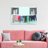 Wasserij drogen op waslijn canvas afdruk (Insitu (Woonkamer))