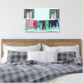 Wasserij drogen op waslijn canvas afdruk (Insitu (Slaapkamer))