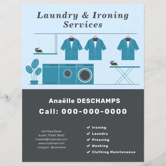 Wasserij- en strijkdiensten Flyer (Voorkant)