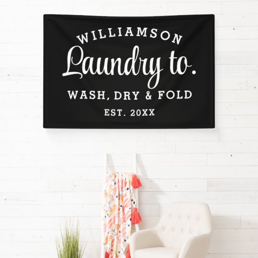 Wasserij – Minimalistische afdrukbare zwart-wit Spandoek (Insitu)