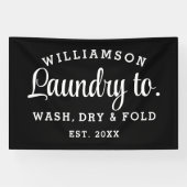 Wasserij – Minimalistische afdrukbare zwart-wit Spandoek (Horizontaal)