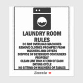 'Wasserij Room Rules' Wasserette Zwarte Sticker (Vel)