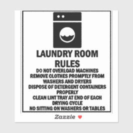 'Wasserij Room Rules' Wasserette Zwarte Sticker