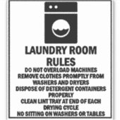 'Wasserij Room Rules' Wasserette Zwarte Sticker (Voorkant)