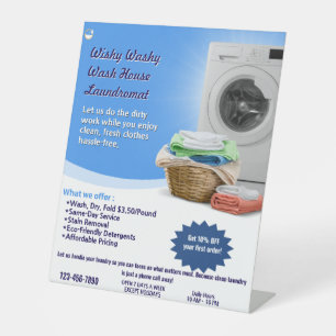 Wasserij Service Wassen en Vouwen op Maat Maken Reclamebord Met Voetstuk