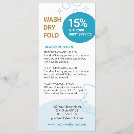 Wasserijdiensten Prijslijst van diensten Menu Kaar (Achterkant)