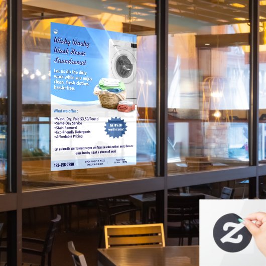 Wasserijservice aanpassen Was en vouw Raamsticker (Restaurant Raam)