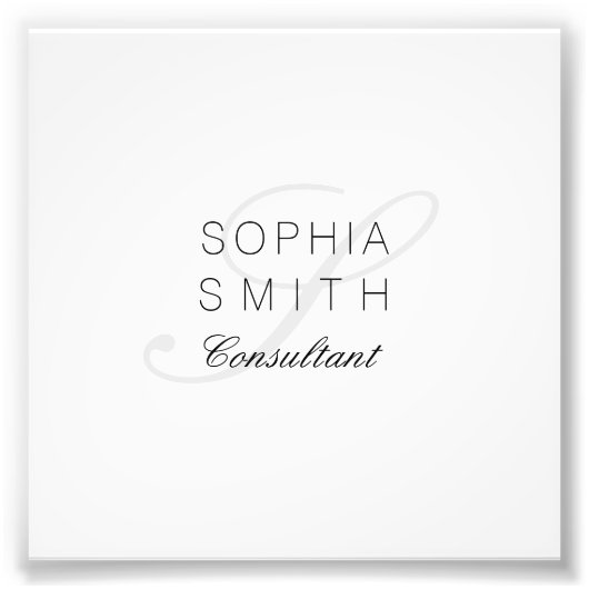 Wassermarke Minimalist Monogram Elegant Consultant Foto Afdruk (Voorkant)