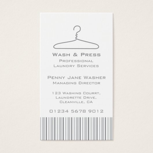 Wasservice grijs swing hang label visitekaartje (Voorkant)