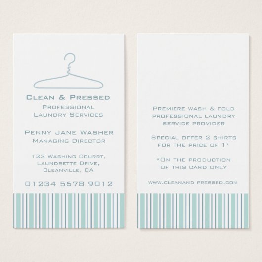 Wasservice mint swing hang label visitekaartje (Voorkant /achterkant)