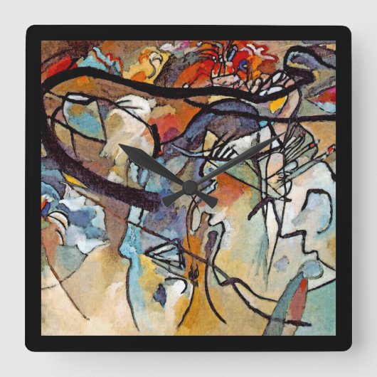 Wassily Kandinsky - Compositie Vijf Abstracte Kuns Vierkante Klok (Voorkant)