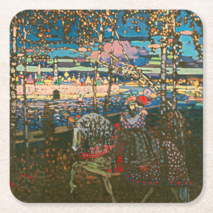 Wassily Kandinsky Het rijdende paar Russische kuns Kartonnen Onderzetters