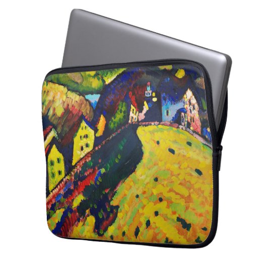 Wassily Kandinsky Houses in Murnau. Expressionisme Laptop Sleeve (Voorkant Links)