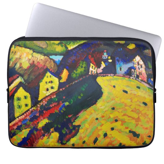 Wassily Kandinsky Houses in Murnau. Expressionisme Laptop Sleeve (Voorkant)