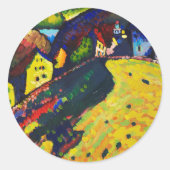 Wassily Kandinsky Houses in Murnau. Expressionisme Ronde Sticker (Voorkant)