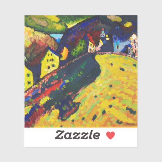 Wassily Kandinsky Houses in Murnau. Expressionisme Sticker (Vel)