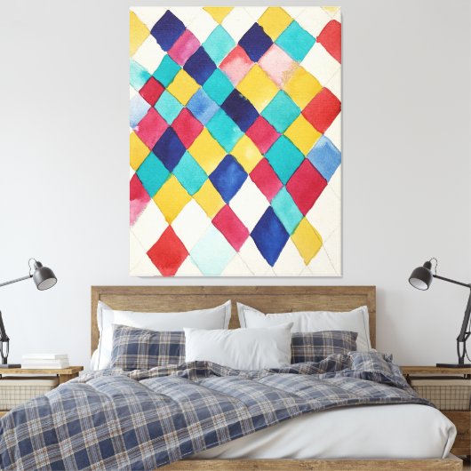 Wassily Kandinsky - Kleurstudie met ruiten Canvas Afdruk (Insitu (Slaapkamer))