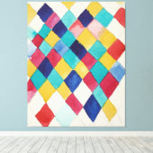 Wassily Kandinsky - Kleurstudie met ruiten Canvas Afdruk (Insitu (Houten vloer))