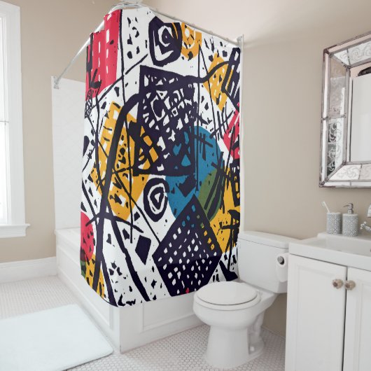 Wassily Kandinsky - Small Worlds V Abstracte kunst Douchegordijn (In situ)