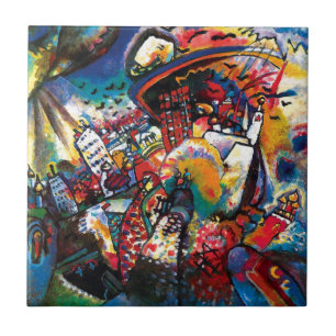 Wassily Kandinsky - Stadsgezicht Moskou Abstracte  Tegeltje