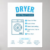 Wasstraat Droogtrommel Instructiebord Poster (Voorkant)