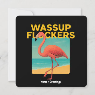 Wassup Flockers Grappig Flamingo Retro Beach Quote Kaart
