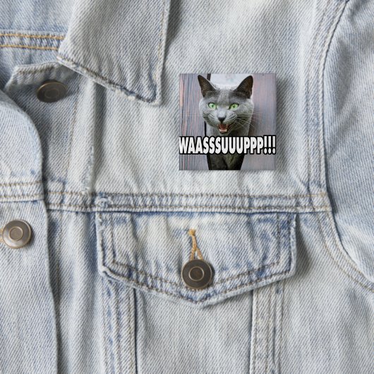 WASSUP - Kattenthema Vierkante Button 5,1 Cm (In situ)