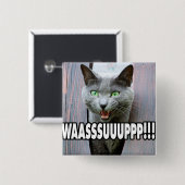 WASSUP - Kattenthema Vierkante Button 5,1 Cm (Voorkant /achterkant)